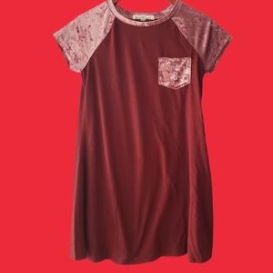 Maroon Velvet T-Shirt Dress